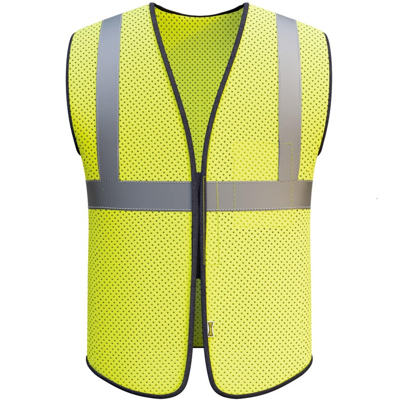 OccuNomix Safety Vest for Men, High Visibility, Class 2, 2" Reflective Tape, Ultra Light 3.8 oz Bird's Eye Breathable Mesh, Rapid Cooling, 100% ANSI, 1 Chest Pocket, ECO-GC-Y2/3X, Yellow - Image 1